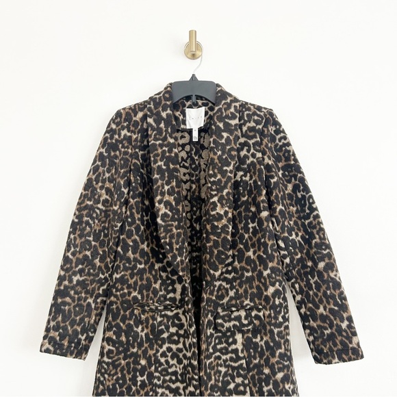Leith Nordstrom Leopard Print Wool Blend Longline Light Coat Size XS - Picture 3 of 8